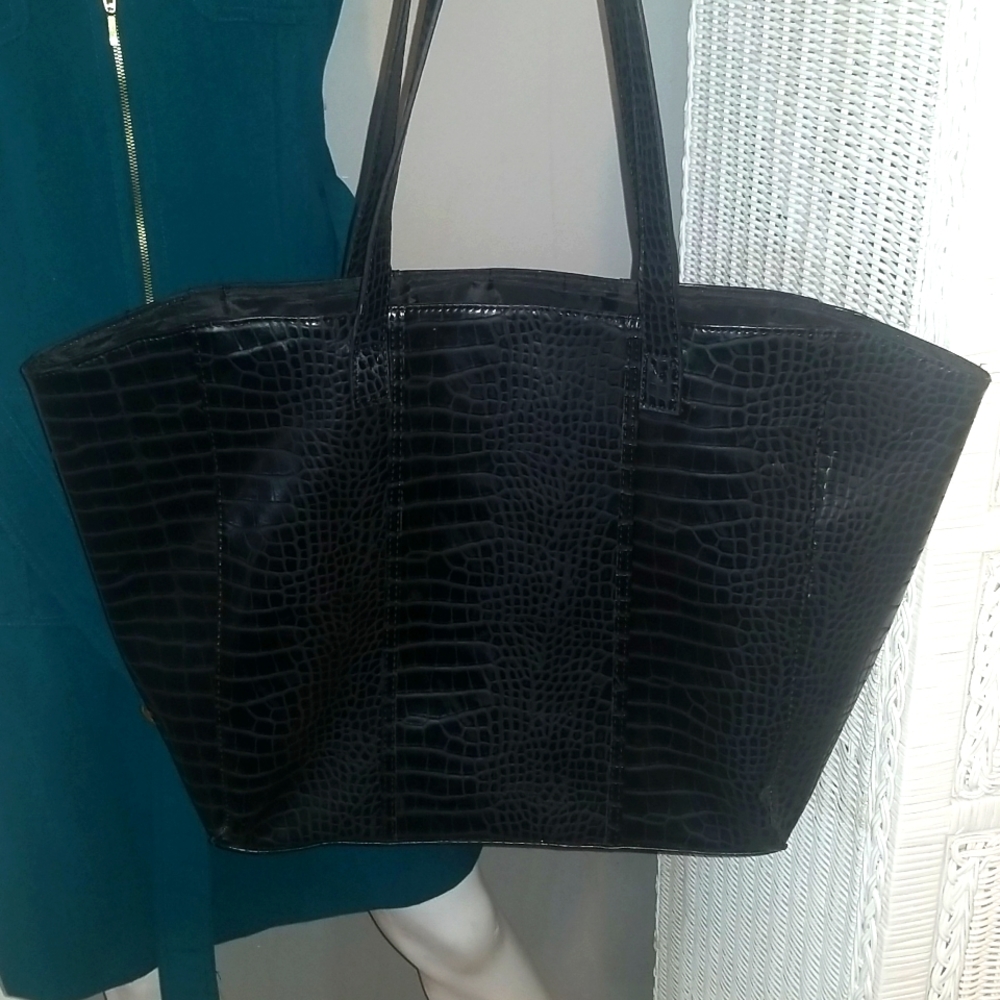 Neiman's Marcus black snake skin Tote